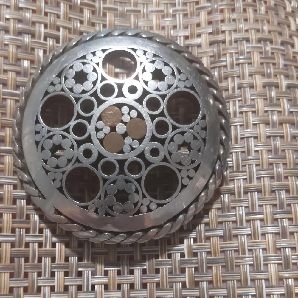 Silver Circular Belt Buckle, Hand Made Vintage